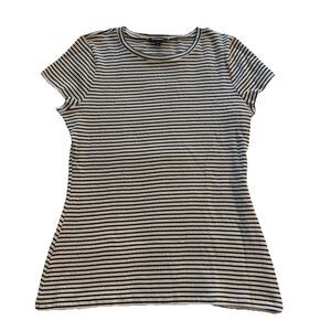 Express Women's Blouse SZ L black Striped Short Sleeve workwear preppy Nautical